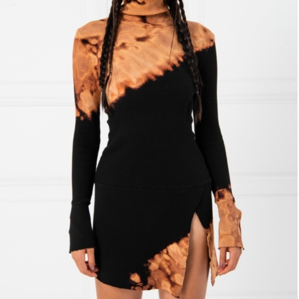 KiKiRiki acid wash backless turtleneck dress NWT